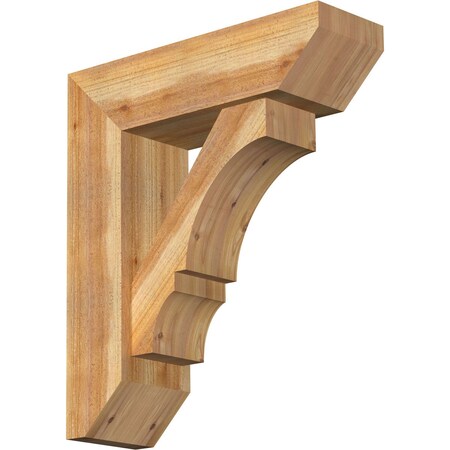 Ekena Millwork Balboa Slat Rough Sawn Bracket w/ Offset Brace, Western Red Cedar, 8"W x 26"D x 30"H BKT0806X26X30BOA06RWR
